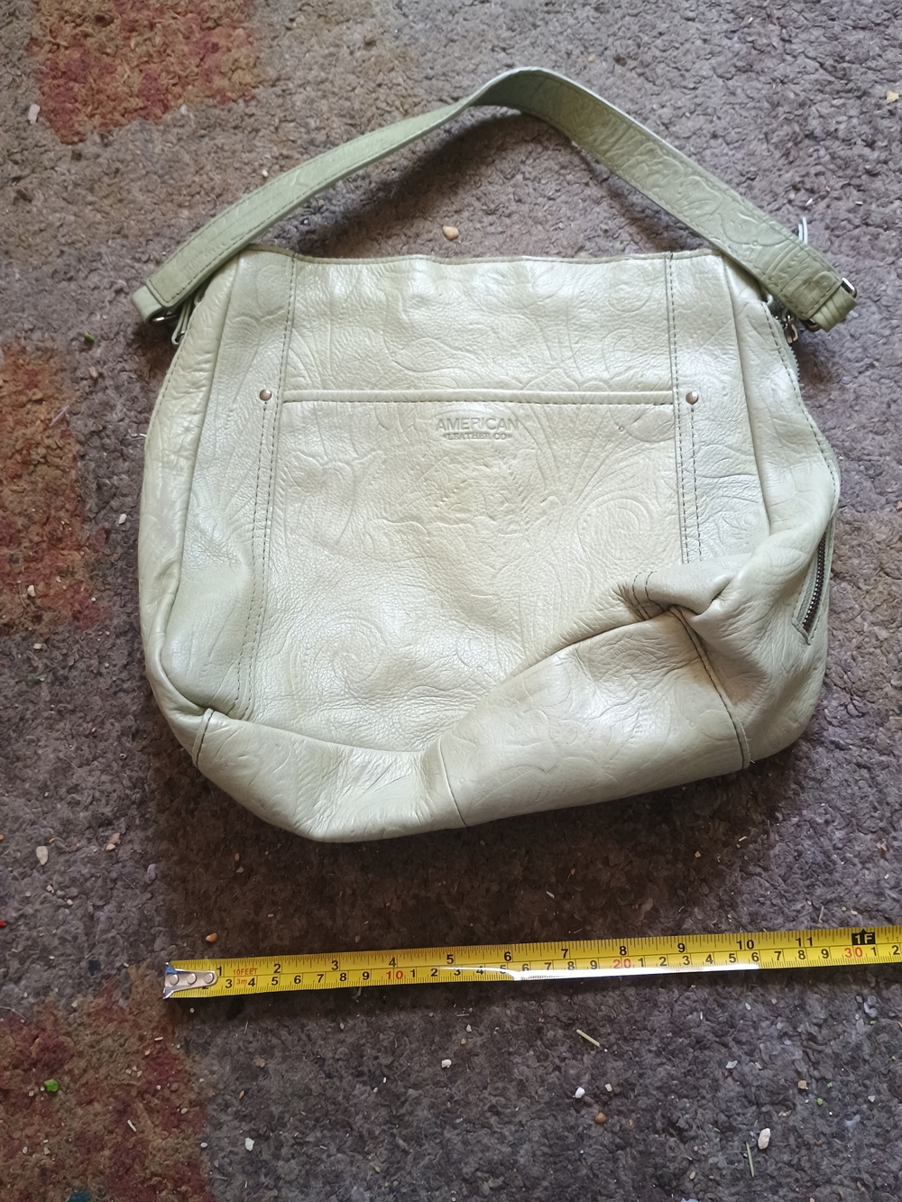 American Leather Cream Shoulder Hobo Bag